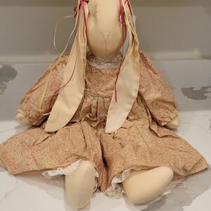 Vintage Bunny Doll with Pink Accents